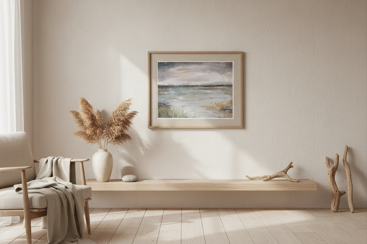 Dark Skies – Watercolour Landscape Print | Atmospheric Wall Art